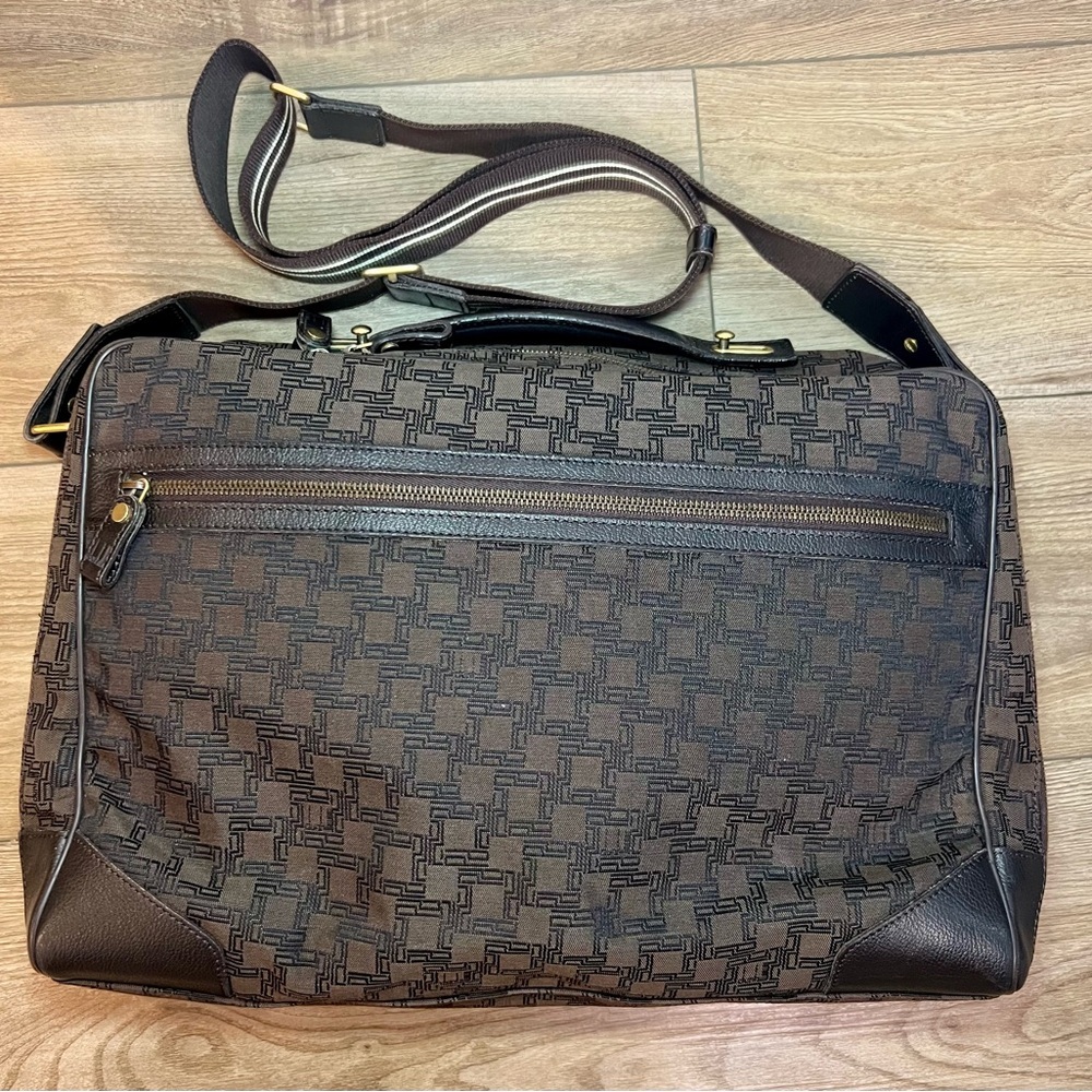 Dunhill Brown and Black Messenger Bag with Monogram Design